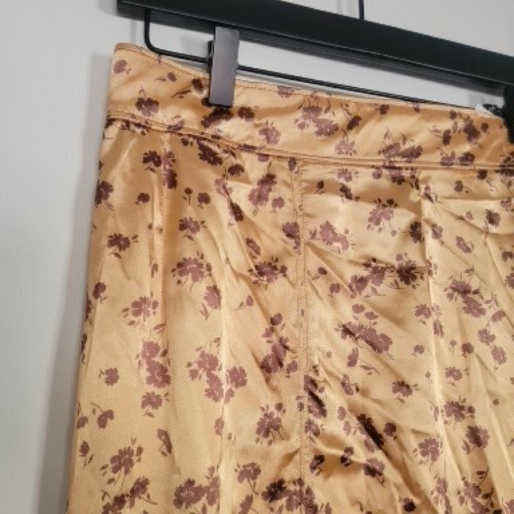 NWT Zara Bohemian Satin Silky Floral Print Slip Midi Skirt Women's Size M - Picture 3 of 8
